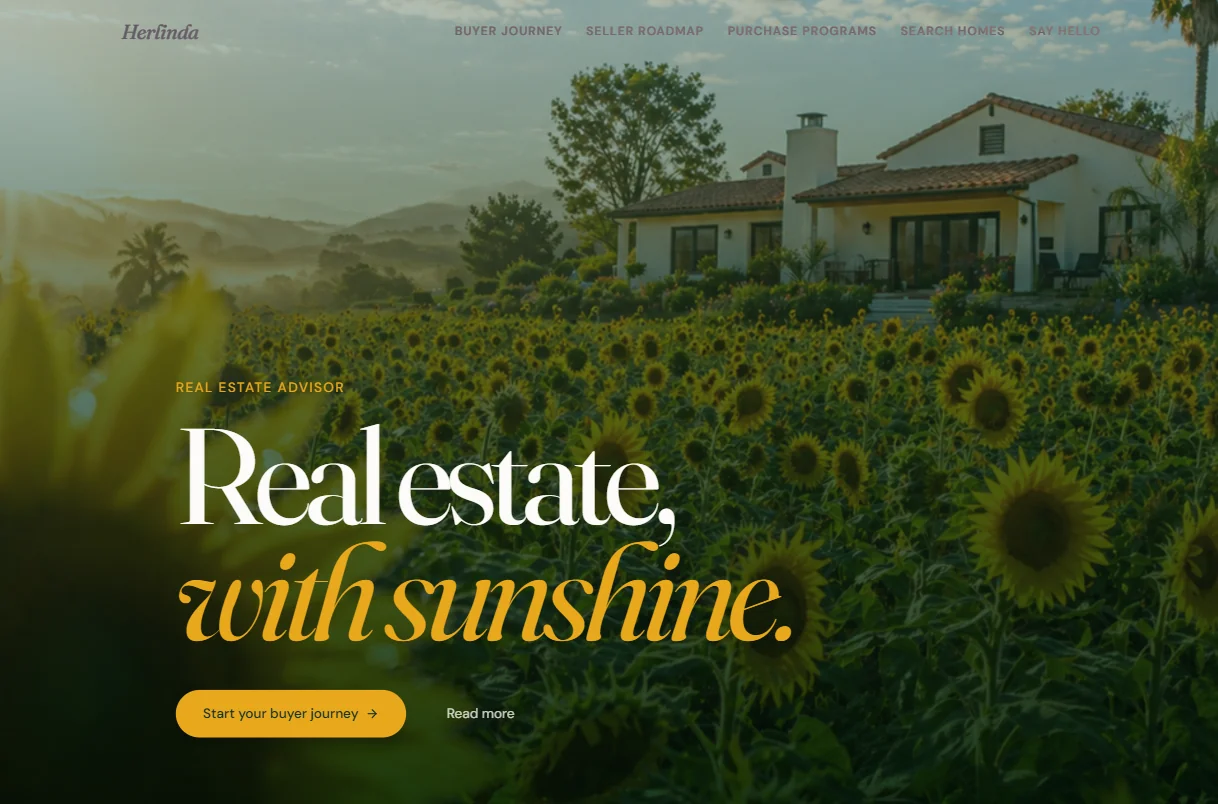 Herlinda Valdovinos real estate website homepage on desktop